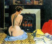 Felix  Vallotton Naked Woman Before Salamander Stove oil painting artist